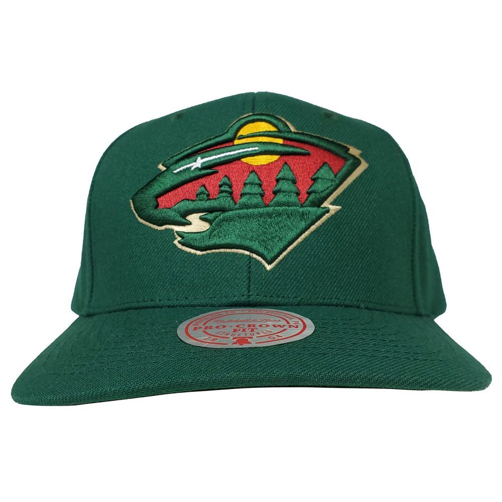 Minnesota Wild Mitchell & Ness NHL Pro Fit Snapback Hat Cap 3D Logo Green NWT